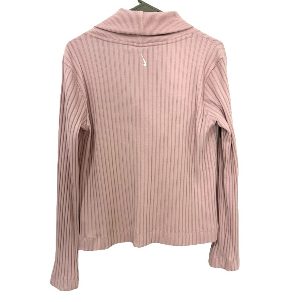 Nike Yoga Ribbed Wrap Collar Pullover Pink Long Sleeve Lounge Top Women M - Picture 6 of 10